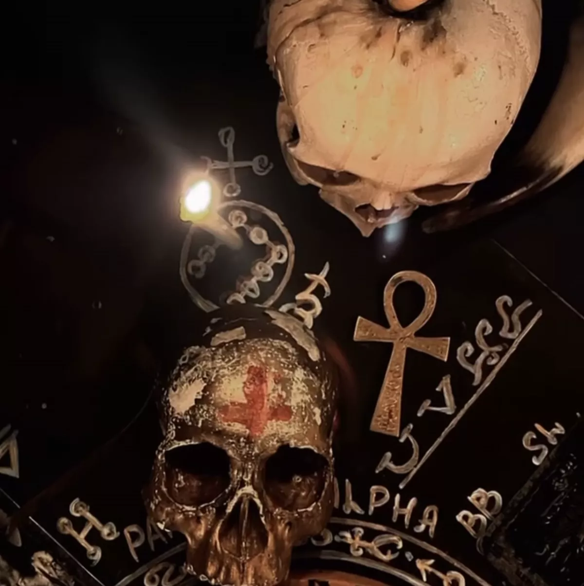 I teschi segnati e l'ankh sul piano dei sigilli
